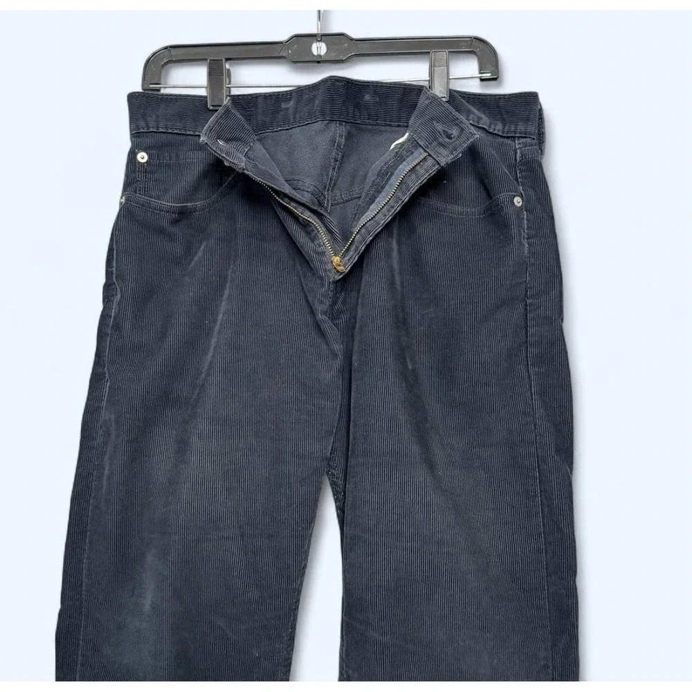 Levi's 514 Corduroy Pants Men's 33x30 Navy Blue‎ Straight Leg Y2K Dark Academia